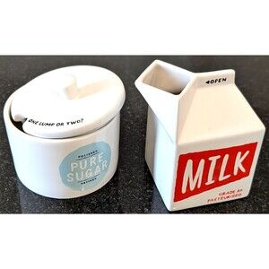 Kate Spade Lenox All in Good Taste "Piping Hot" Milk Carton Creamer & Sugar Bowl